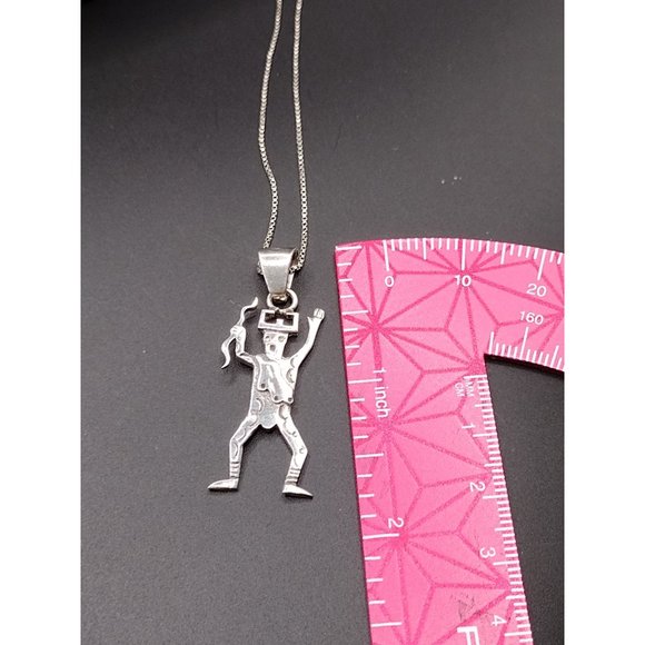 Sterling Silver Deity King Warrior Pendant Necklace 17.5" - Picture 4 of 4